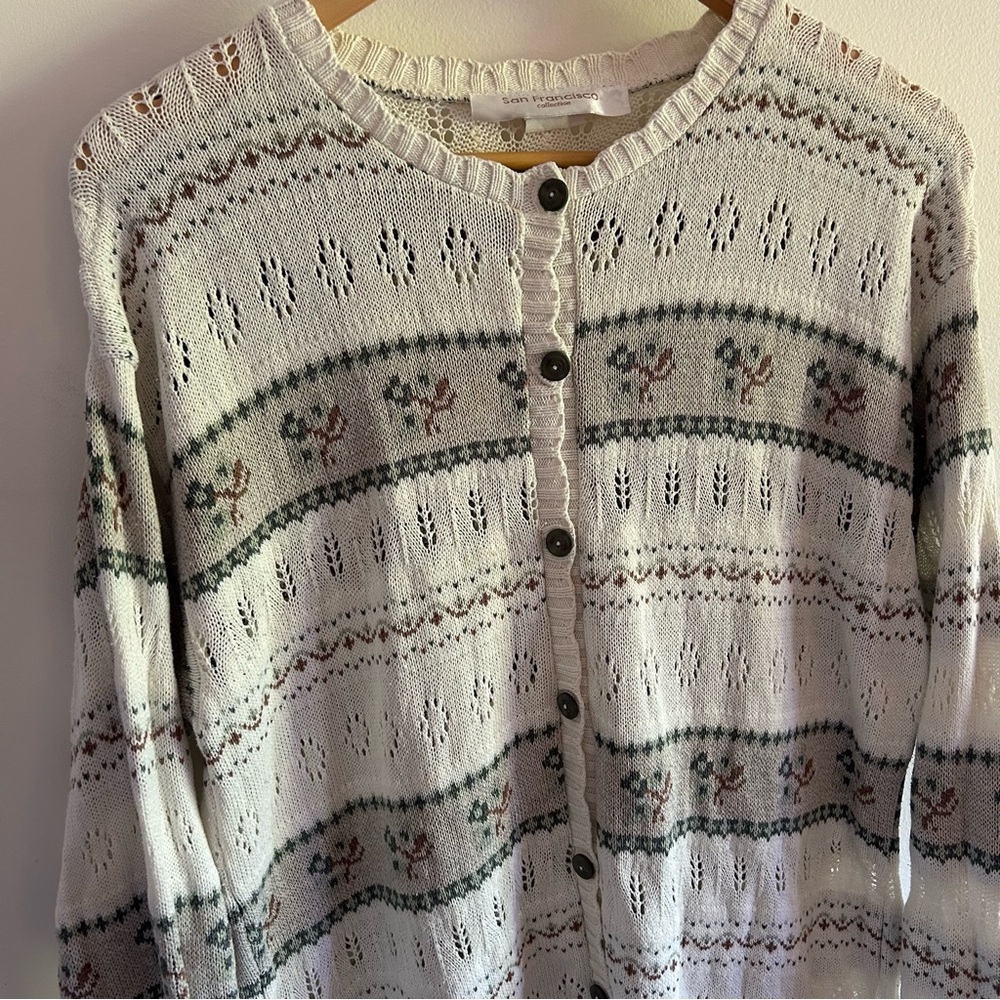 Women's Cream Patterned Cardigan